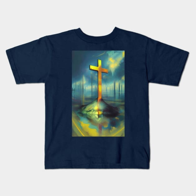 Golden cross Kids T-Shirt by Gaspar Avila